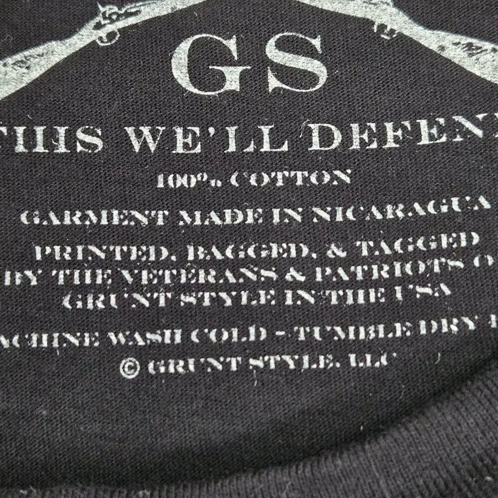 Grunt Style Men Shirt LARGE Black Alcohol Tobacco Firearms Grunge‎ Logo Short